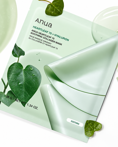 Успокаивающая коллагеновая маска Anua Heartleaf 70 + Hyaluron Soothing Collagen Mask 38 г &times; 4 шт Heartleaf 70 + Hyaluron фото