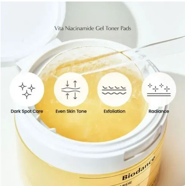 Ніацинамідові пади для обличчя Biodance Vita Niacinamide Gel Toner Pads, 60 шт Niacinamide Gel фото