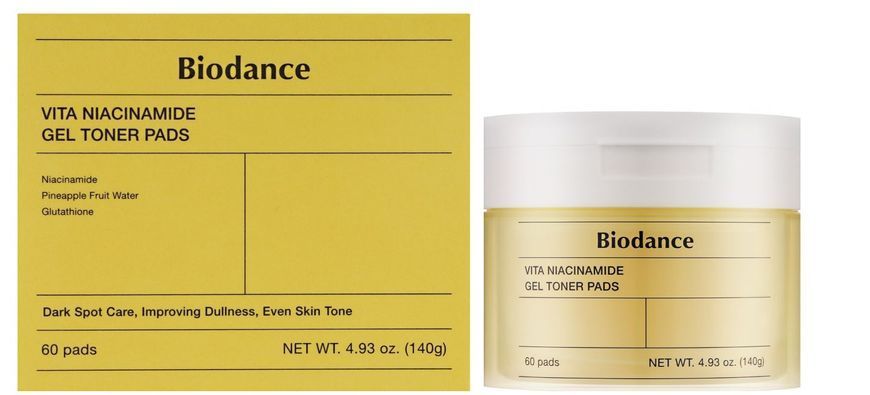 Ніацинамідові пади для обличчя Biodance Vita Niacinamide Gel Toner Pads, 60 шт Niacinamide Gel фото